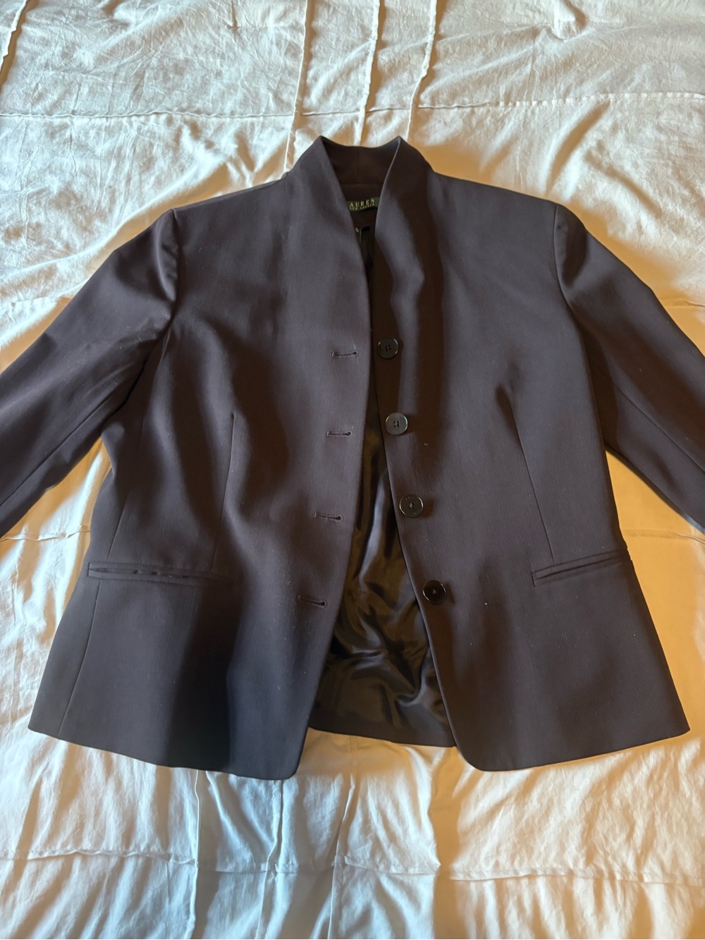 Lauren Ralph Lauren woman’s  Dark Brown Mandarin-Collar Blazer